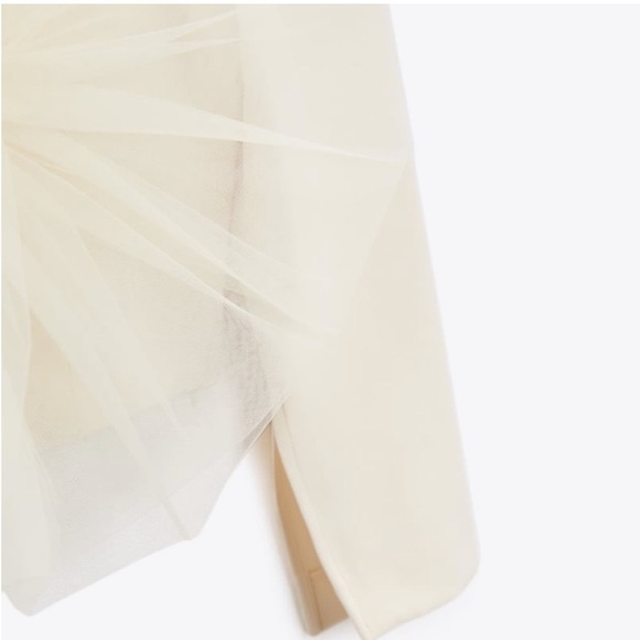 Zara Cropped Floral Tulle Cream Top NWT - Picture 7 of 12